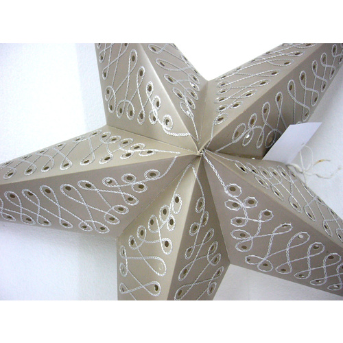 Star Hanging Lantern BEIGE EMBROIDERED