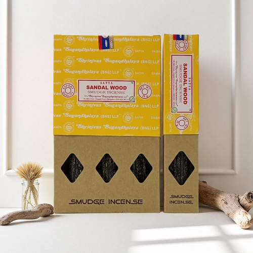 Satya Smudge Incense SANDALWOOD 25g BOX of 12 Packets